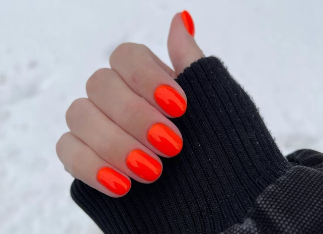 Gel Manicure Bright Orange Pure Nails Madison WI