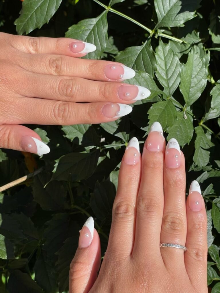 Almond Nails Pearls French Pure Nails Madison WI