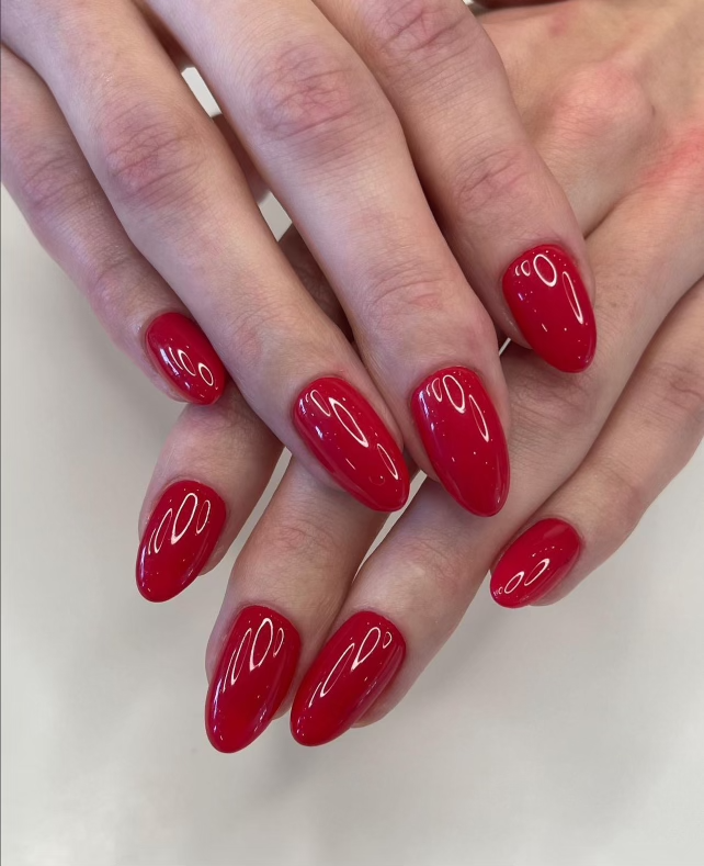 Cherry Red Gel Manicure Pure Nails Madison WI