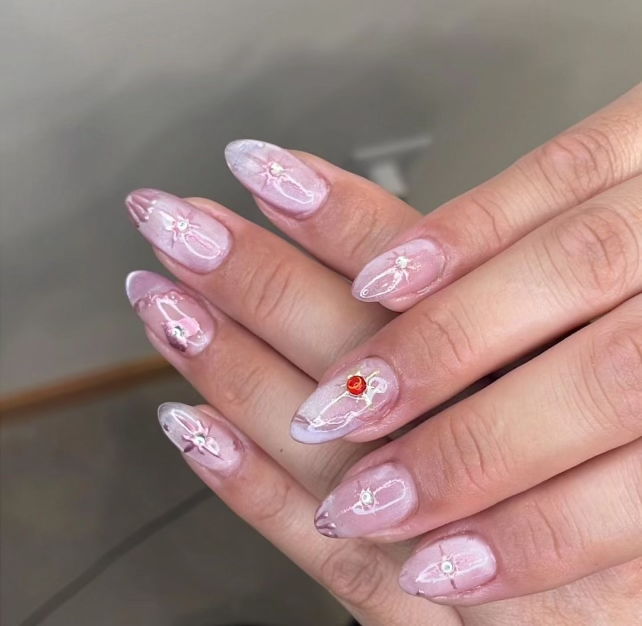 Gel Manicure Pink Chrome Nail Art Pure Nails Madison WI