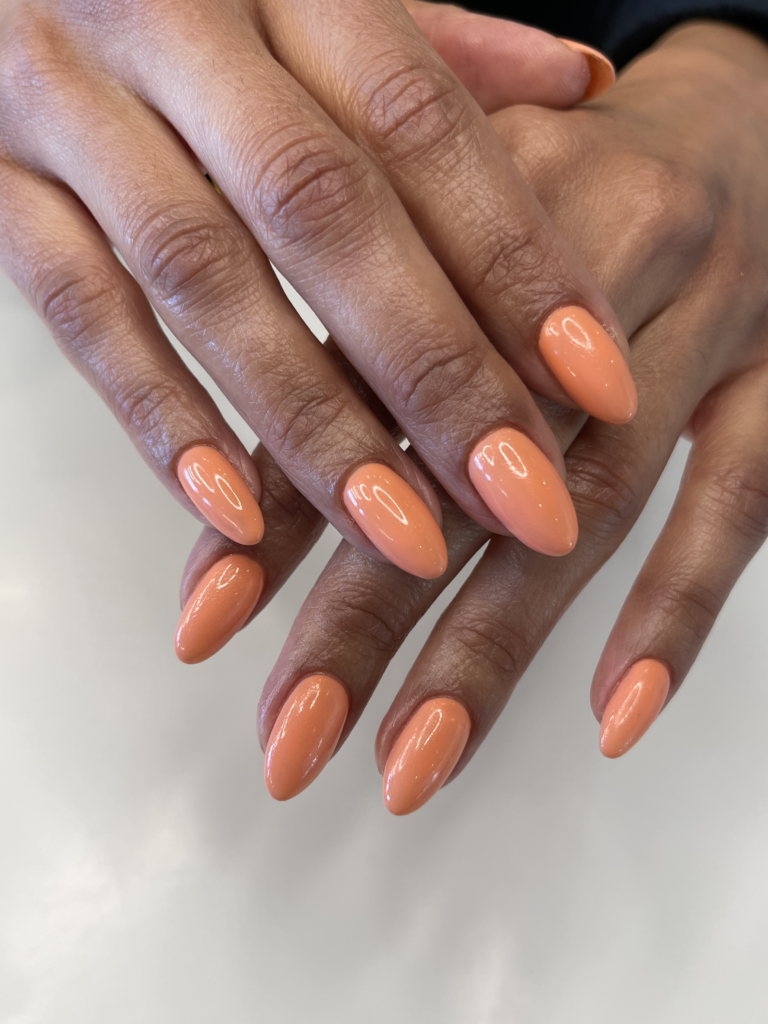 Orange Gel Manicure Pure Nails Madison WI