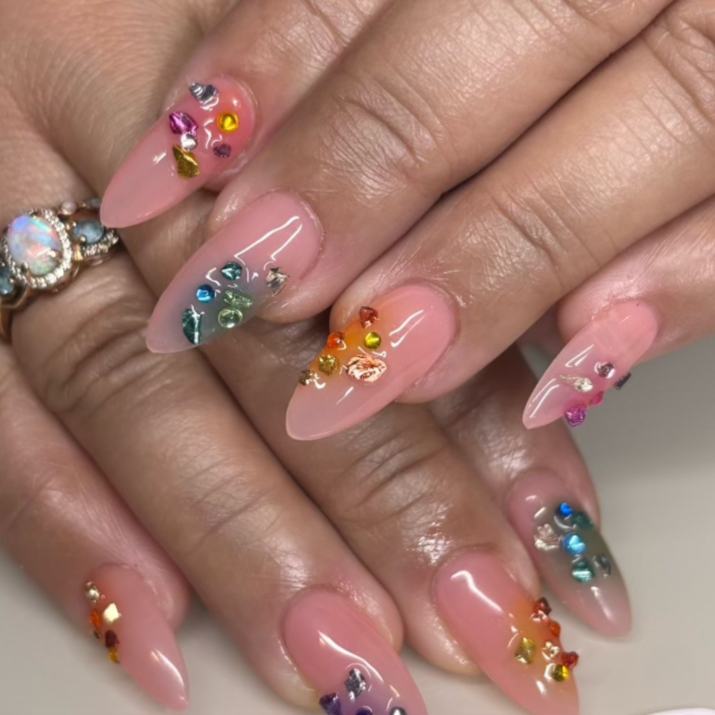 Gel Manicure Colorful Gems Pure Nails Madison WI