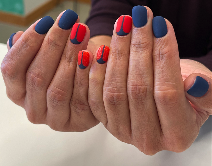 Gel Manicure Blue Red Nail Art Pure Nails Madison WI