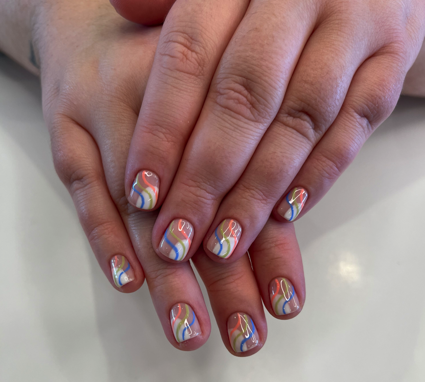 Gel Manicure Colorful Squiggles Pure Nails Madison WI