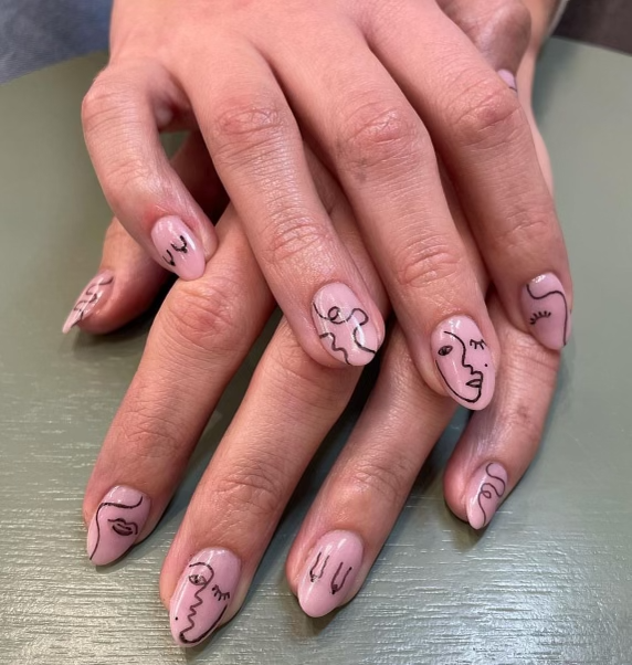 Gel Manicure Face Line Art Pure Nails Madison WI
