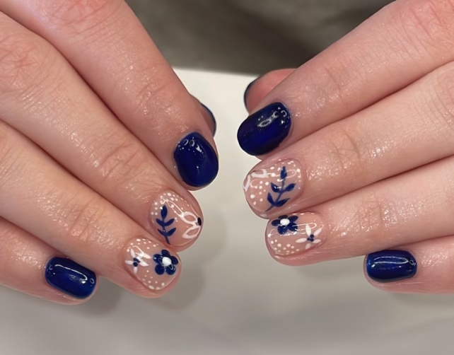 Gel Manicure Navy Blue Nail Art Pure Nails Madison WI
