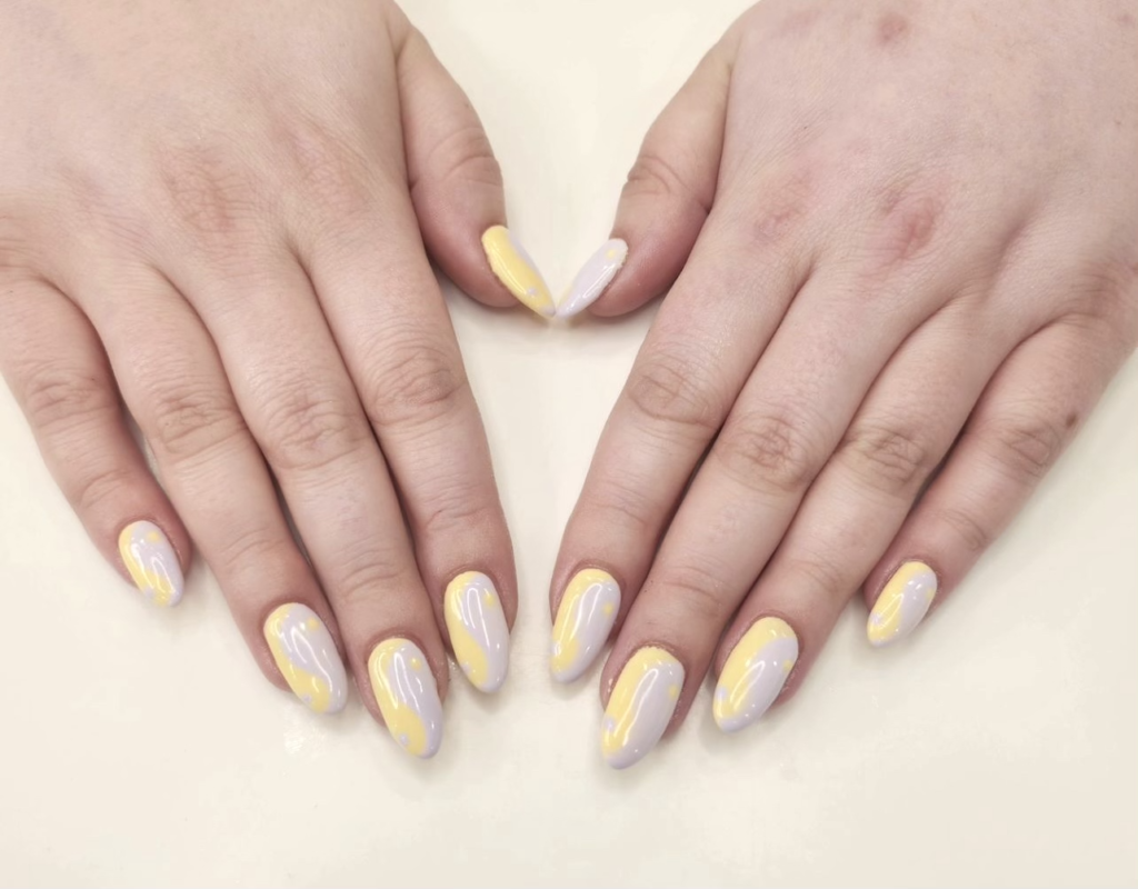 Gel Manicure Yellow Purple Ying Yang Pure Nails Madison WI