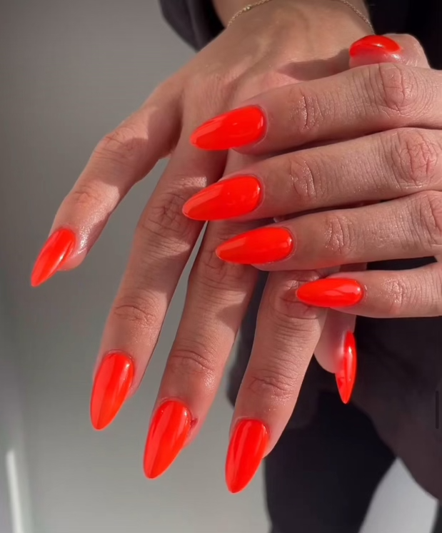 Gel Manicure Bright Red Pure Nails Madison WI