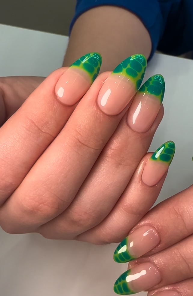 Gel Manicure Green Scales Nail Art Pure Nails Madison WI