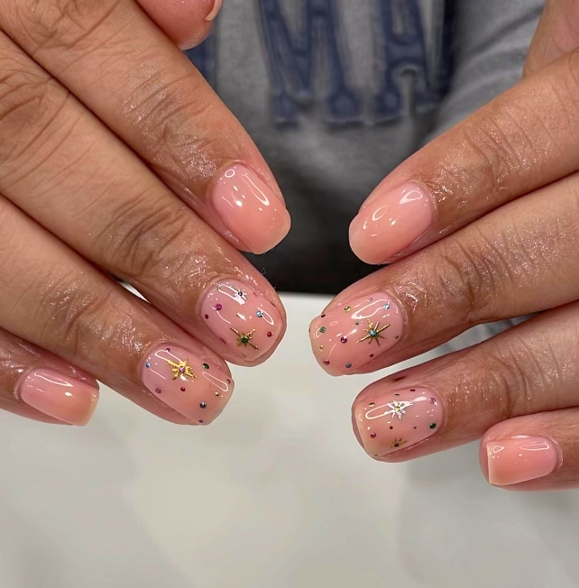 Gel Manicure Isolated Chrome Stars Dots Pure Nails Madison WI