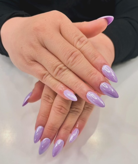 Gel Manicure Purple Chrome Pure Nails Madison WI
