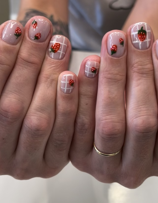 Gel Manicure Strawberry Nail Art Pure Nails Madison WI