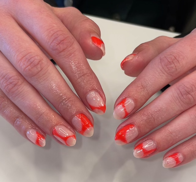 Gel Manicure Abstract Orange Nail Art Pure Nails Madison WI