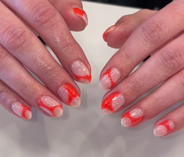 Gel Manicure Abstract Orange Nails Pure Nails Madison WI