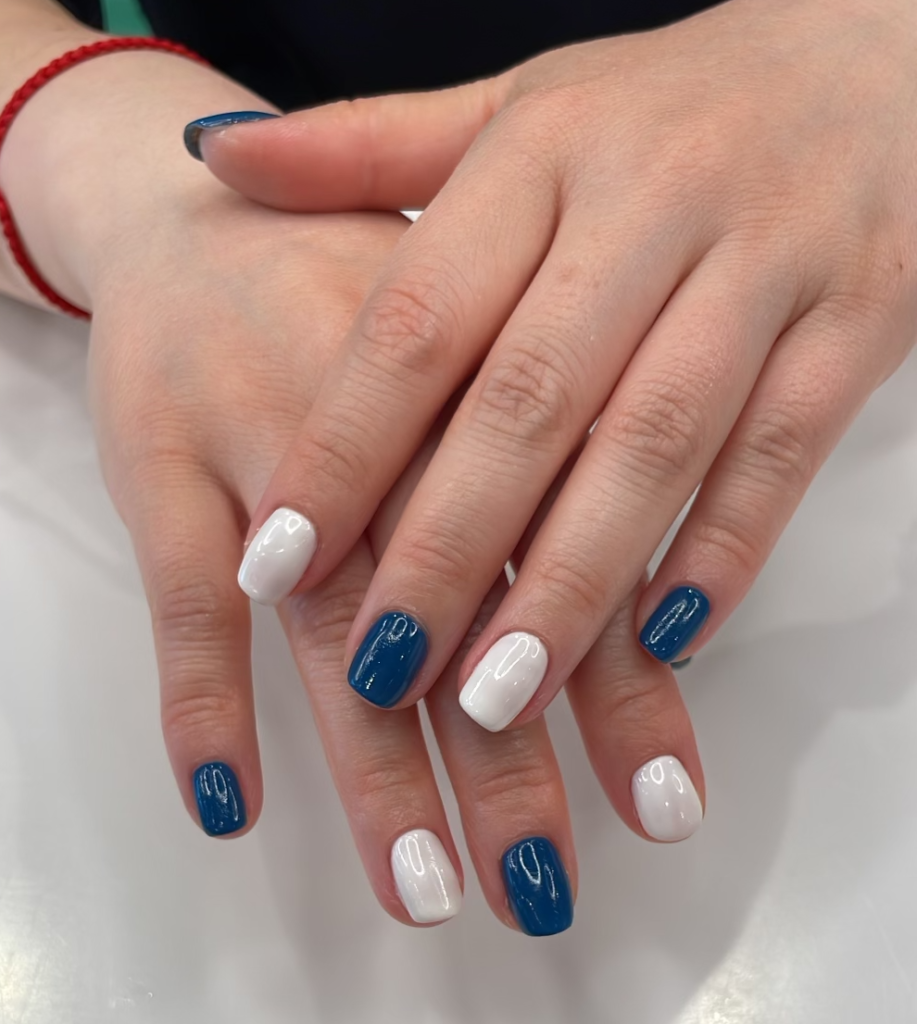 Gel Manicure Blue White Pure Nails Madison WI