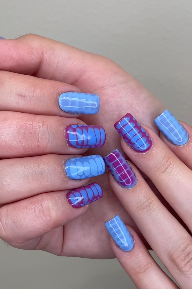 Gel Manicure Purple Blue Blooming Gel Pure Nails Madison WI