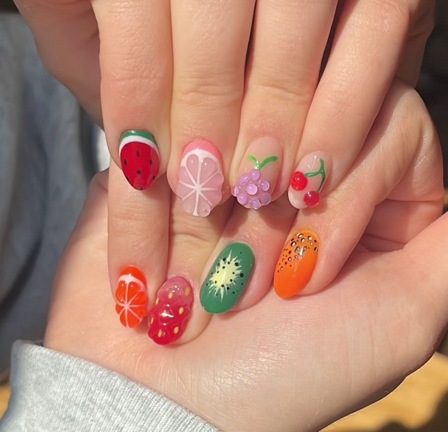 Gel Manicure 3D Fruit Nails Pure Nails Madison WI