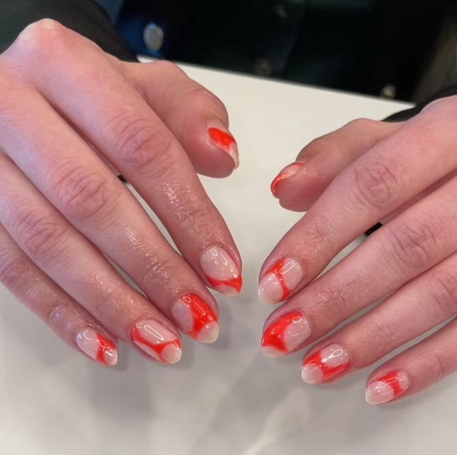 Gel Manicure Abstract Orange Nail Art Pure Nails Madison WI