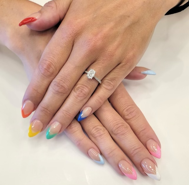 Gel Manicure Rainbow French Tips Pure Nails Madison WI