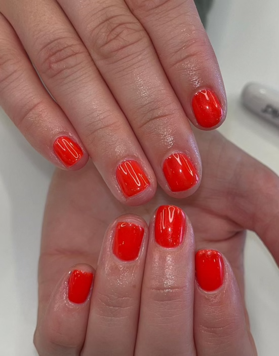 Firey Red Manicure Pure Nails Madison Wisconsin