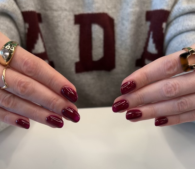 Maroon Gel Manicure Pure Nails Madison Wisconsin