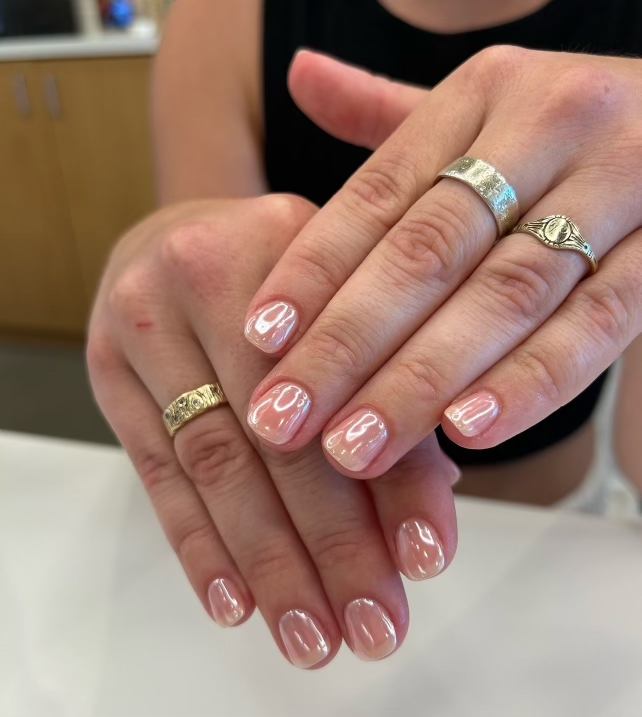 Neutral Chrome Gel Manicure Pure Nails Madison Wisconsin