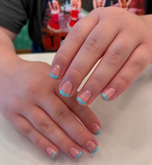 Teal French Manicure Pure Nails Madison Wisconsin