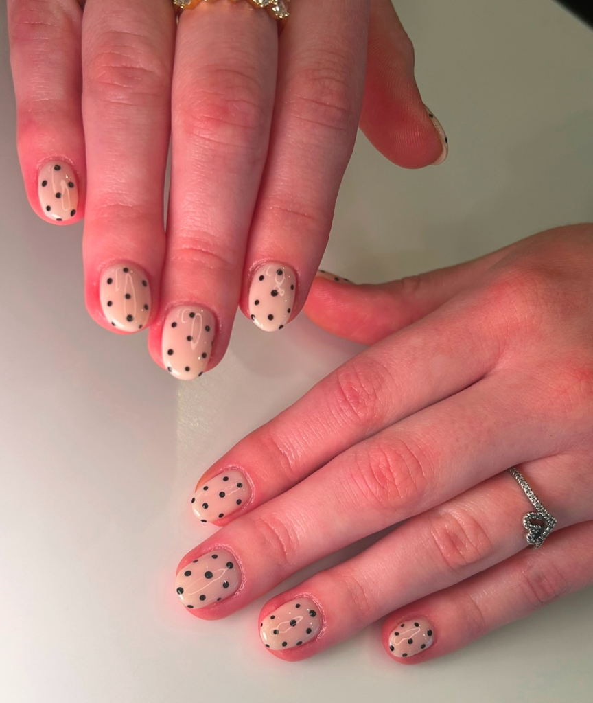 Black Polka Dot Nails Gel Manicure Pure Nails Madison Wisconsin