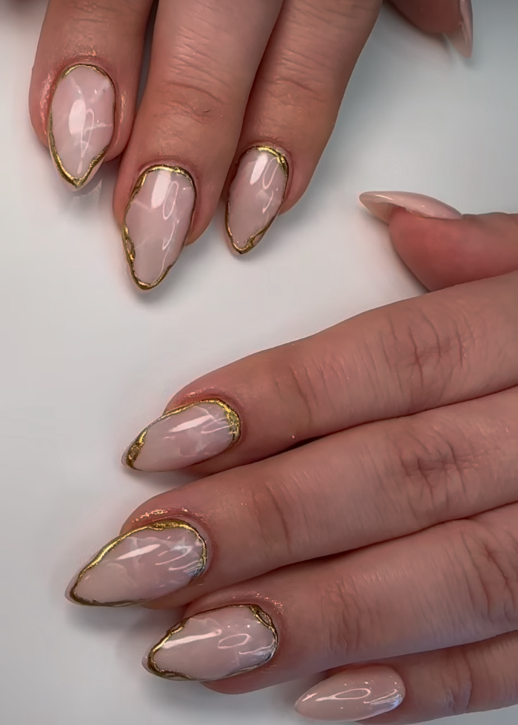 Gold Isolated Chrome Wedding Nails Pure Nails Madison Wisconsin