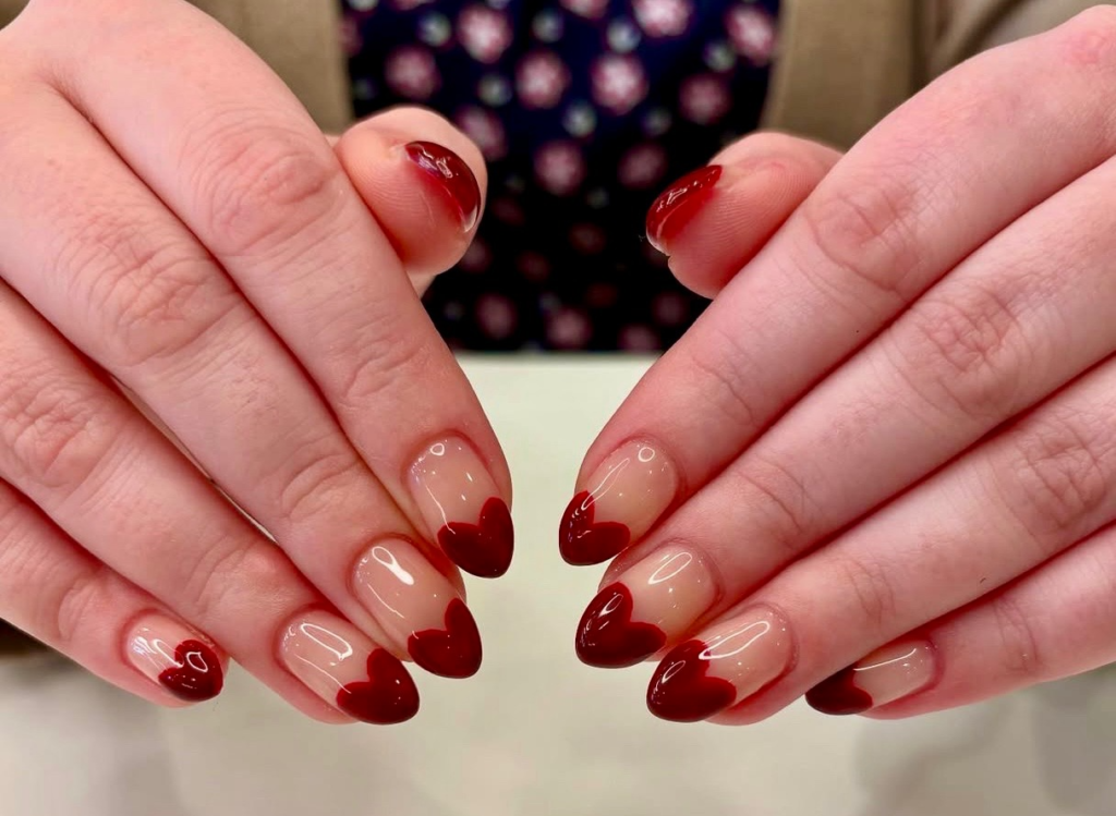 Red Hearts Wedding Nails Pure Nails Madison Wisconsin